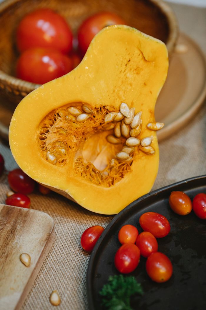Zucca tagliata con i semi